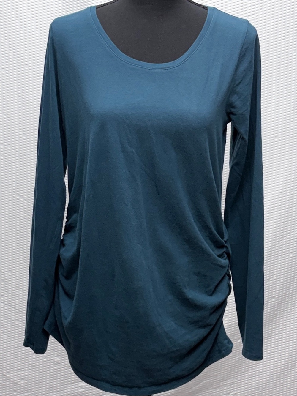 BumpStart Maternity Ruched Side Long Sleeve Top Women’s M Teal Cotton Stretch